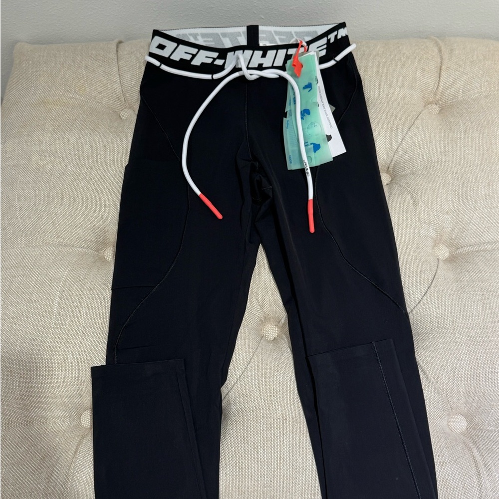 Off-White Black Logo Waist Drawstring Leggings NW… - image 3